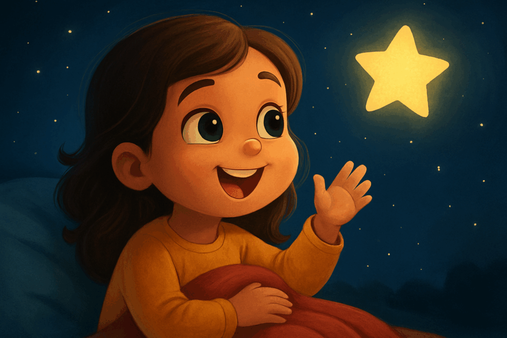 Der kleine Stern und das kleine Mädchen haben sich gefunden.