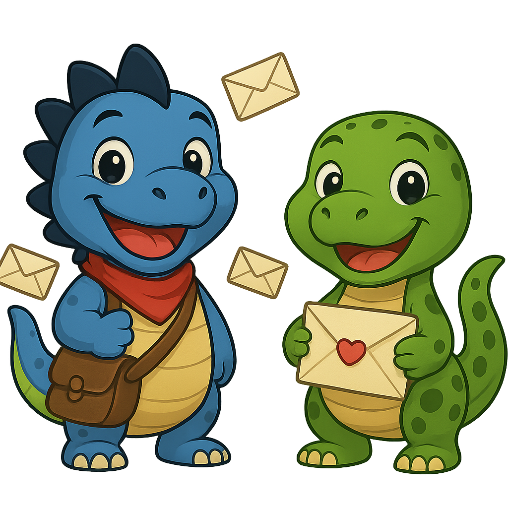 Azureon & Emeralda als Postboten - transparenter Hintergrund